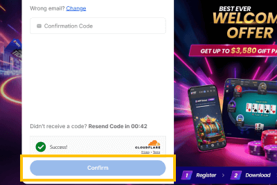 Print da tela do código de confirmação