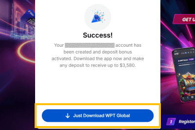 Print indicando o botão de download do WPT Global